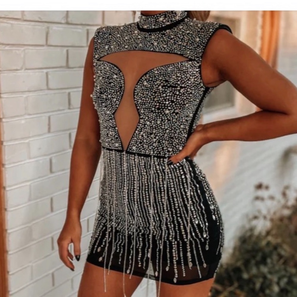 Nashville Bling Black and Silver Mini Dress